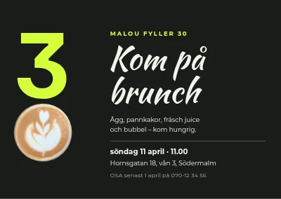 Födelsedagsbrunch — inbjudan till 30-årsdagen