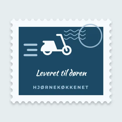 Leveret til døren-frimærket