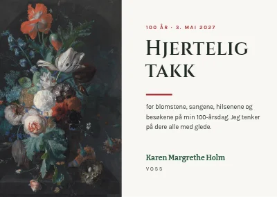 100-årsdag – takkekort med blomsterbukett