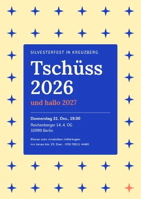 Neujahrsparty — Karte auf Glitzerfeld