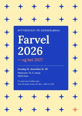 Nyttårsfest — kort på et felt av glitter