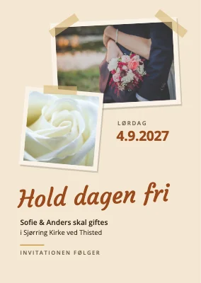 Save the date — landsbykirke, fotos med tape