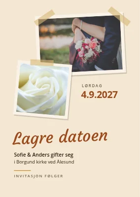 Lagre datoen — bygdekirke, teipede bilder