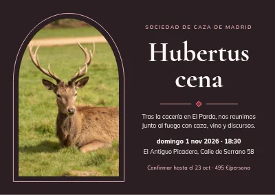Cena de Hubertus — ciervo en una ventana arqueada