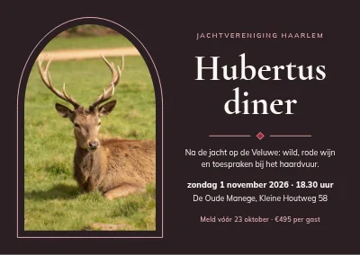 Hubertusdiner — hert in een boogvenster