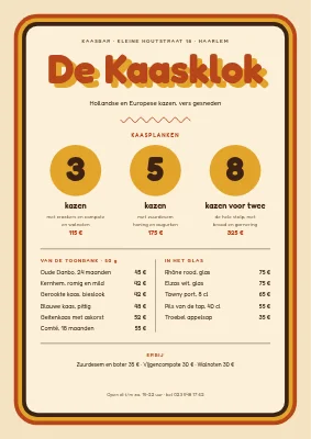 Kaasbar — menu met kaasplanken