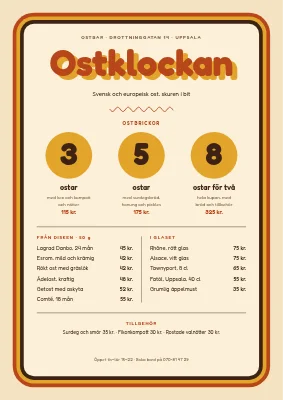 Ostbar — meny med ostbrickor