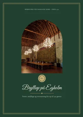 Brochure for bryllups- og festlokale på herregård – 12 sider