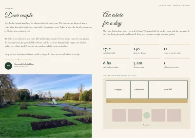 Brochure for a manor house wedding and party venue – 12 pages, sivut 2–3