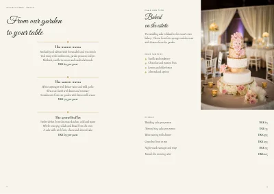 Brochure for a manor house wedding and party venue – 12 pages, sivut 8–9