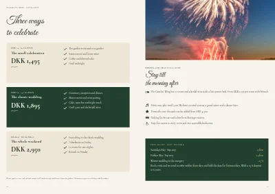 Brochure for a manor house wedding and party venue – 12 pages, sivut 10–11