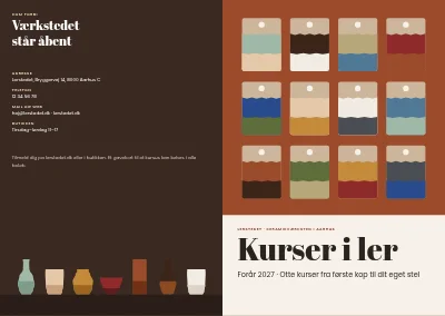 Omslag af Kursuskatalog for keramikværksted – 16 sider