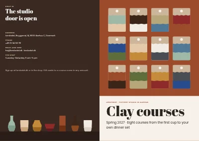 Cover of Course catalogue for a pottery studio – 16 pages