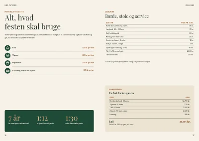 Side 26–27 af Cateringkatalog med menuer og selskabslokaler – 32 sider