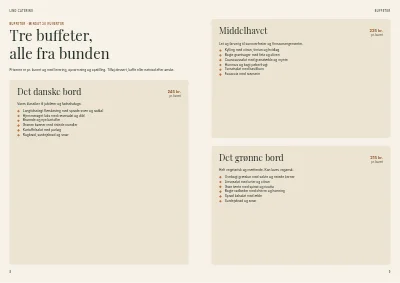 Side 8–9 af Cateringkatalog med menuer og selskabslokaler – 32 sider