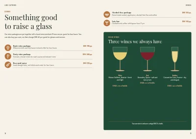 Pages 18–19 of Catering catalogue with menus and party rooms – 32 pages