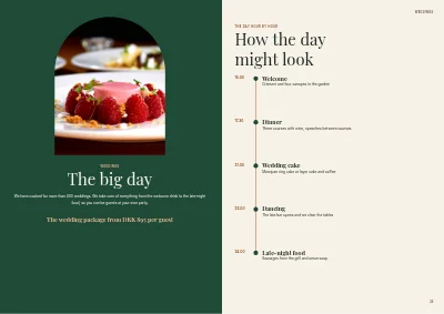 Pages 22–23 of Catering catalogue with menus and party rooms – 32 pages