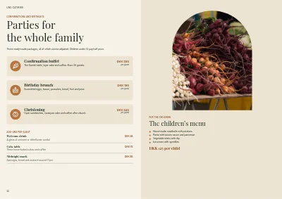 Pages 24–25 of Catering catalogue with menus and party rooms – 32 pages