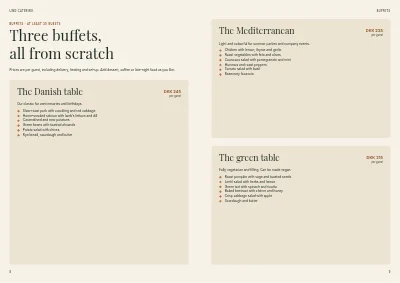 Pages 8–9 of Catering catalogue with menus and party rooms – 32 pages