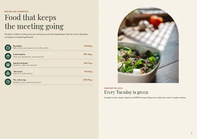 Pages 16–17 of Catering catalogue with menus and party rooms – 32 pages