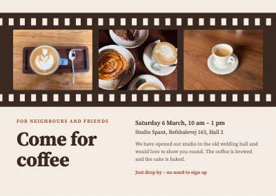 Coffee invitation — a film strip of coffee