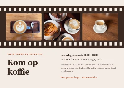 Koffie-uitnodiging — een filmstrip vol koffie