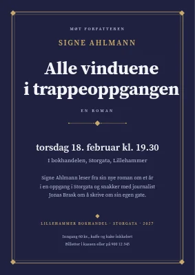 Forfatterkveld som tittelside — plakat
