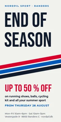 Door poster for a sports shop — end-of-season sale