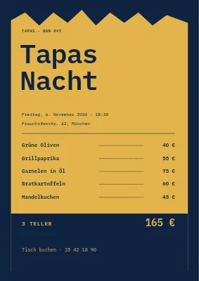 Tapas-Rechnung aus Nordvest