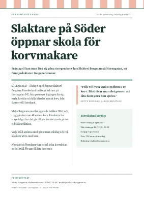 Pressmeddelande — slakteri