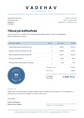 Tilbud — kaffebrænderi