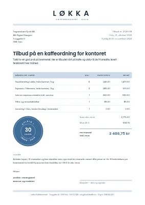 Tilbud — kaffebrenneri