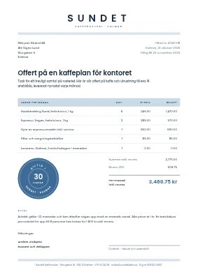 Offert — kafferosteri