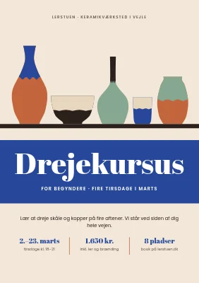 Drejekursus i keramikværksted i Vejle