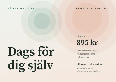 Presentkort på spa — ringar på vattnet