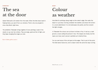 Pages 2–3 of Gallery exhibition booklet – 12 pages