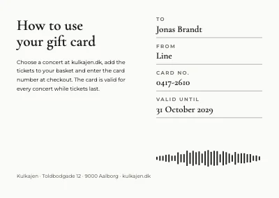 Page 2 of Gift card — concert tickets