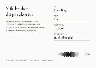 Side 2 av Gavekort — konsertbilletter