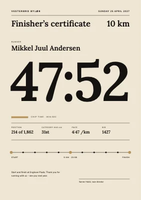 Finisher’s certificate — 10 km