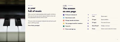 Seiten 2–3 von Season programme for a music school – 16 pages