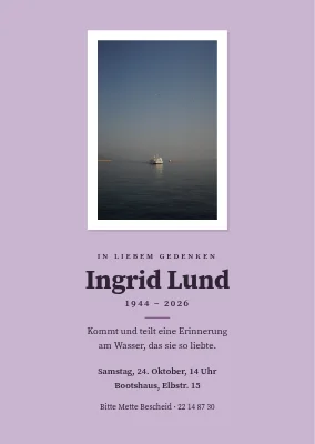 Gedenkfeier am Wasser — Einladung