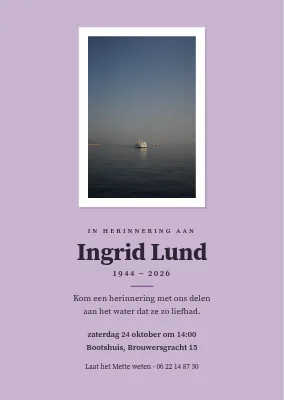 Herdenkingsbijeenkomst aan het water — uitnodiging