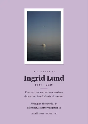 Minnesstund vid vattnet — inbjudan