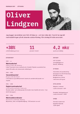 CV för marknadschef — porträtt och resultat