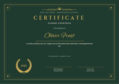 Course certificate — cocktails