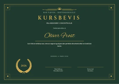 Kursbevis — cocktailer