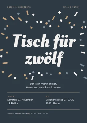 Einladung zum Abendessen — Tisch für zwölf