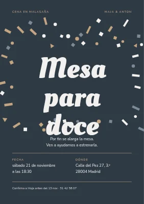 Invitación a cena — mesa para doce