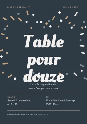 Invitation à dîner — table pour douze