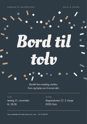 Middagsinvitasjon — bord for tolv